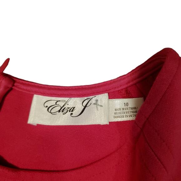 EUC Eliza J Fuchsia Fit and Flare 3/4 Sleeve Stretchy Dress Sz 10 - Picture 4 of 9